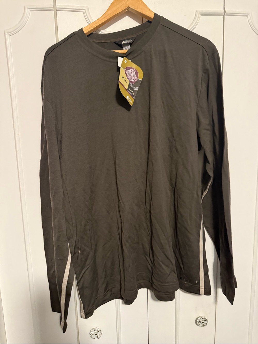 MEC Merino Men's Long-Sleeve Crewneck Shirt - Olive Green